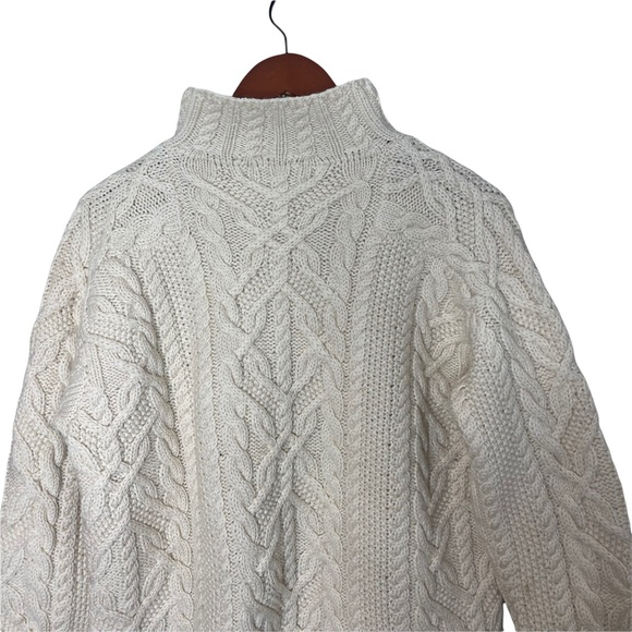 LAUREN RALPH LAUREN Hand Knit Worsted Wool Cable Knit Pullover High Neck Sweater - Picture 4 of 9